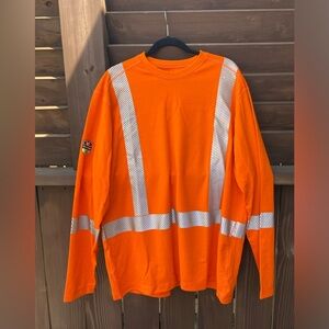 DRAGONWEAR FR Long Sleeve High Visibility Bright red Orange Shirt Men’s Size XL